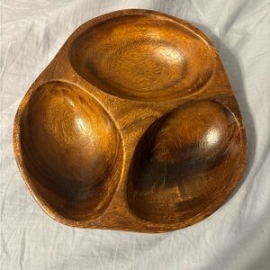 Elegant Brown Wooden Divided Serving Dish